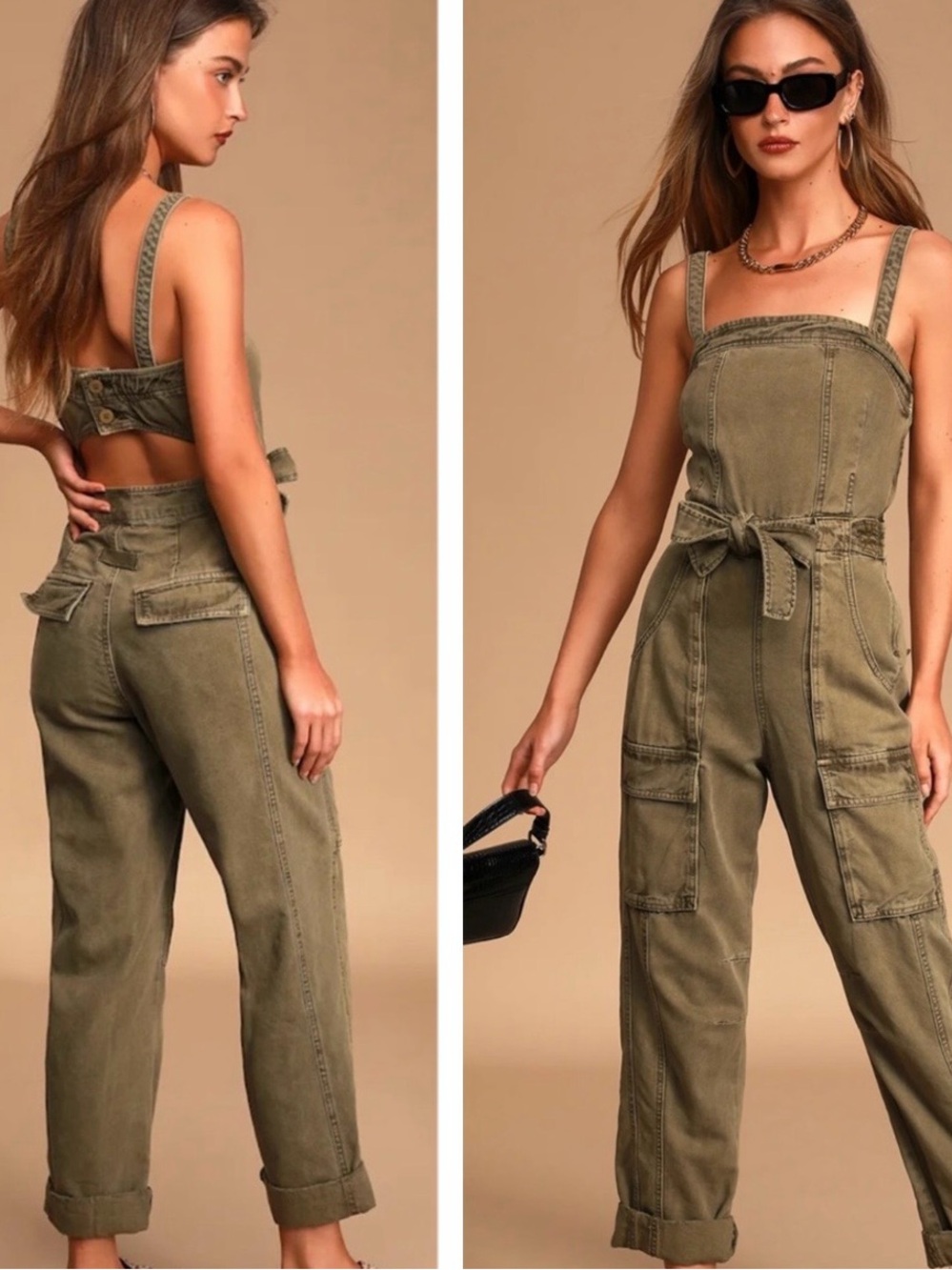 Free People Go West Denim Jumpsuit Overalls in Sage SIZE:LARGE